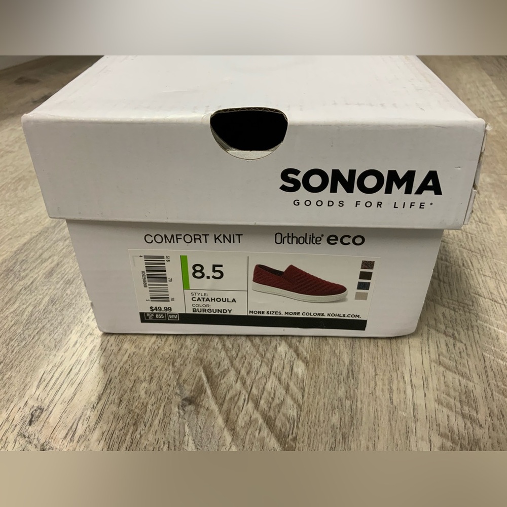 (Bin 32)  Sonoma, burgundy comfort knit lightweight shoes, Size 8.5 - Picture 7 of 7